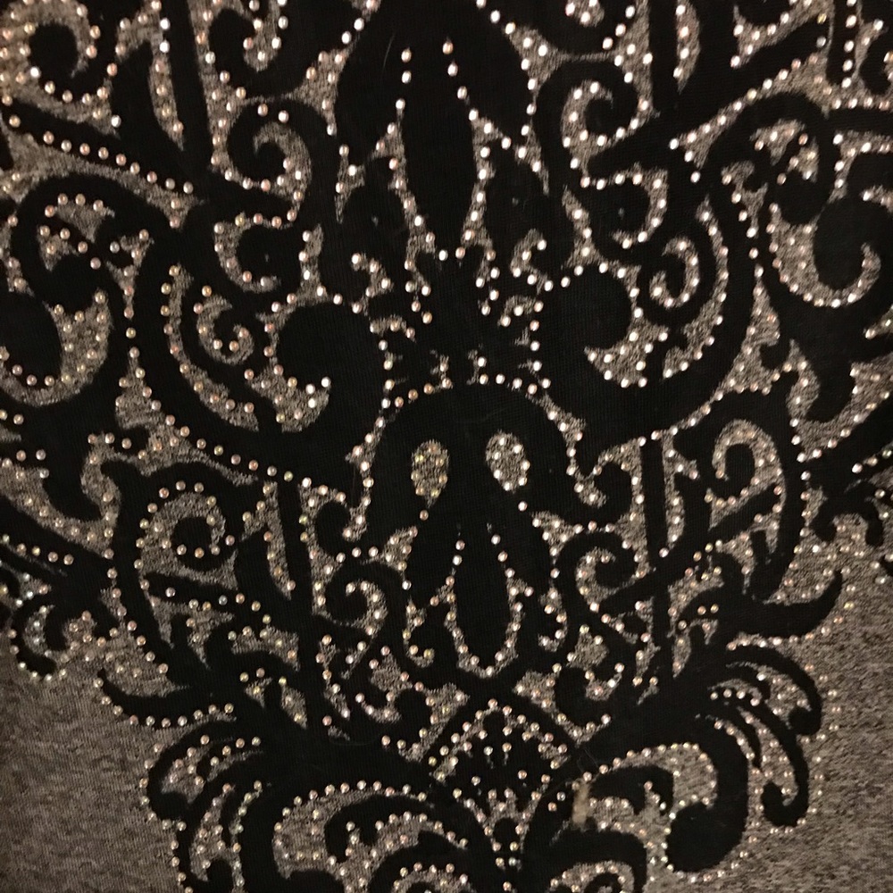 💎 Vocal 💎 Embellished Top - L - Gray - Picture 3 of 4